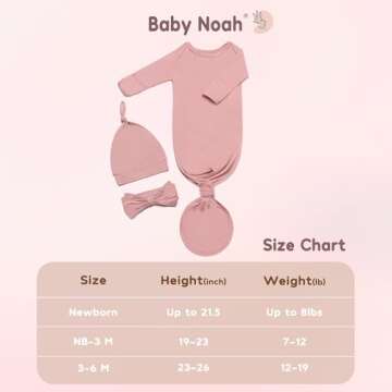 Newborn Baby Knotted Gown, Ultra Soft Silky Infant Long Sleeve Sleeper with Tie Bottom, Baby Girl Sleep Gown with Mittens, Bow, and Hat Set