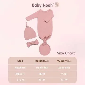 Newborn Baby Knotted Gown, Ultra Soft Silky Infant Long Sleeve Sleeper with Tie Bottom, Baby Girl Sleep Gown with Mittens, Bow, and Hat Set