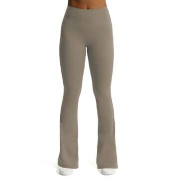 Aoxjox Flare Leggings for Women Trinity Tummy Control High Waisted Wide Leg Yoga Pants 33" (Driftwoo...