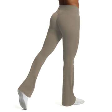 Aoxjox Flare Leggings for Women Trinity Tummy Control High Waisted Wide Leg Yoga Pants 33" (Driftwood, Medium)