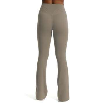 Aoxjox Flare Leggings for Women Trinity Tummy Control High Waisted Wide Leg Yoga Pants 33" (Driftwood, Medium)