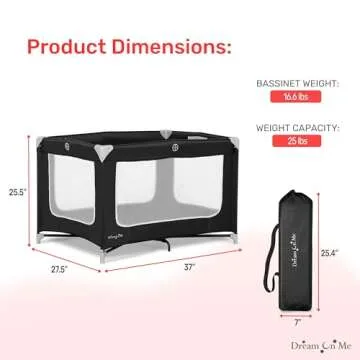 Dream On Me Zodiak Portable Playard in Black, Lightweight, Packable and Easy Setup Baby Playard, Breathable Mesh Sides and Soft Fabric - Comes with a Removable Padded Mat