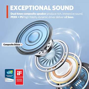 EarFun® Air True Wireless Earbuds, Bluetooth Earbuds with 4 Mics, Sweatshield™ IPX7 Waterproof wi...