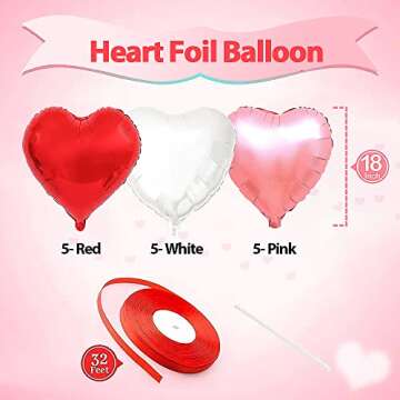 Heart Foil Balloons for Valentine's Day Decor