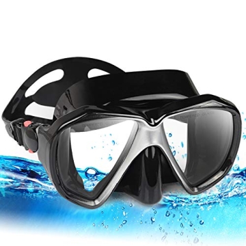 Snorkel Diving Mask Panoramic HD Swim Mask, Anti-Fog Scuba Diving Goggles,Tempered Glass Dive Mask A...