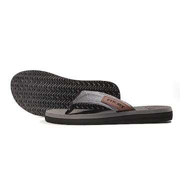 FITORY Men's Flip-Flops, Thongs Sandals Comfort Slippers for Beach Grey Size 10
