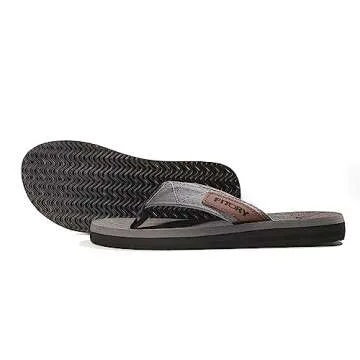 FITORY Men's Flip-Flops, Thongs Sandals Comfort Slippers for Beach Grey Size 10