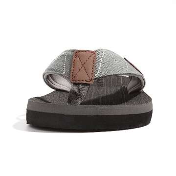 FITORY Men's Flip-Flops, Thongs Sandals Comfort Slippers for Beach Grey Size 10