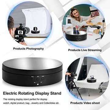 Foleto Rotating Display Stand, 360 Degree Motorized Turntable Display Stand for Photography Products...