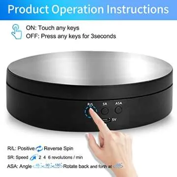 Foleto Rotating Display Stand, 360 Degree Motorized Turntable Display Stand for Photography Products and Shows, with USB Power Cable, Max Load 6.6Lb Video Shooting Props (Black 5.4”)