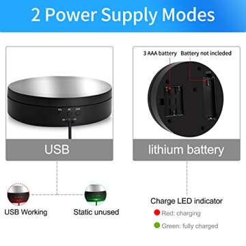 Foleto Rotating Display Stand, 360 Degree Motorized Turntable Display Stand for Photography Products and Shows, with USB Power Cable, Max Load 6.6Lb Video Shooting Props (Black 5.4”)