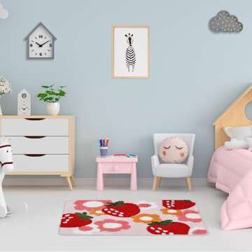 Cute Bath Mats Non Slip Strawberry Soft Rug Decor