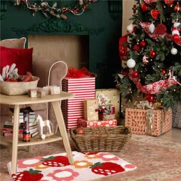 Cute Bath Mats Non Slip Strawberry Soft Rug Decor