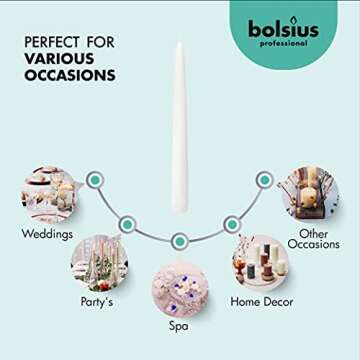 BOLSIUS Long White Taper Candles - 30 Count Pack - 10" Unscented