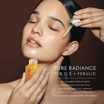 Vitamin C Serum With Ferulic Acid: CE Ferulic Face Serum With 15% Ascorbic Acid, Vitamin E, Hyaluronic Acid - Vit C Serum for Deep Hydration, Brightening, Anti-aging, Anti Wrinkle, Skin Repair 1 Fl Oz