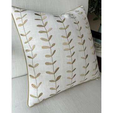 VAGMINE Hand Crafted Embroidered Cotton Square Decorative Accent Throw Pillow Cover - for Master Bed...