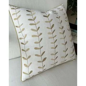 VAGMINE Hand Crafted Embroidered Cotton Square Decorative Accent Throw Pillow Cover - for Master Bed...