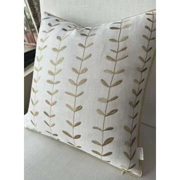 VAGMINE Hand Crafted Embroidered Cotton Square Decorative Accent Throw Pillow Cover - for Master Bedroom, New Home, Anniversary, Farmhouse, Couch, Sofa - Lollipop-Ivory, 18x18 Inches