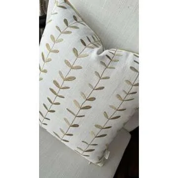 VAGMINE Hand Crafted Embroidered Cotton Square Decorative Accent Throw Pillow Cover - for Master Bedroom, New Home, Anniversary, Farmhouse, Couch, Sofa - Lollipop-Ivory, 18x18 Inches