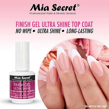 Mia Secret UV Finish Gel 15 ml - Professional High Gloss Gel Top Coat for Enhanced Acrylic Nails Fin...