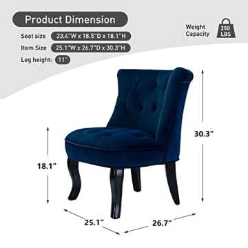 TINA'S HOME Modern Velvet Armless Accent Chair for Cozy Spaces