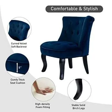 TINA'S HOME Modern Velvet Armless Accent Chair