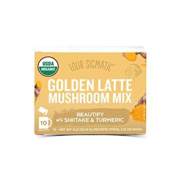 Four Sigmatic Mushroom Latte Mix, Dairy-free, USDA Organic with Coconut Milk Powder, 2 Pack (Golden Latte with Shiitake Mushroom & Turmeric)