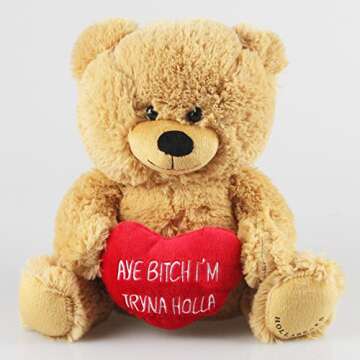 Hollabears 10" Aye Bitch I'm Tryna Holla Teddy Bear Funny Plush Gift