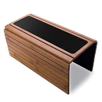 GEHE Bamboo Sofa Arm Tray Table for Couch Flexible/Foldable Sofa Tray Couch arm Table Perfect for Drinks Snacks Remote Control or Phone Great arm Tray for Couch armrest