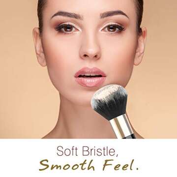 Luxspire Powder Makeup Brush, Flat Kabuki Brush, Single Large Makeup Brush Soft Face Mineral Powder Foundation Brush Blush Brush for Blending Makeup, Black & Gold