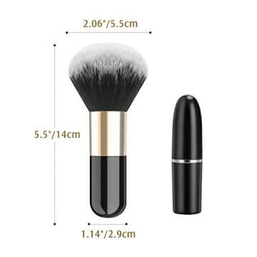 Luxspire Powder Makeup Brush, Flat Kabuki Brush, Single Large Makeup Brush Soft Face Mineral Powder Foundation Brush Blush Brush for Blending Makeup, Black & Gold