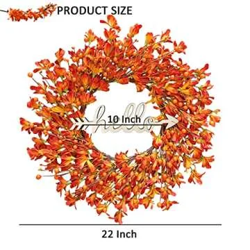 TOKCARE Fall Wreath for Front Door - Beautiful 22 Inch Decor