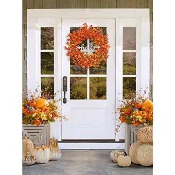 TOKCARE Fall Wreath for Front Door - Beautiful 22 Inch Decor