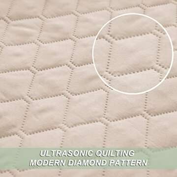 Exclusivo Mezcla Ultrasonic Reversible Full Queen Quilt Bedding Set with Pillow Shams, Lightweight Quilts Queen Size, Soft Bedspreads Bed Coverlets for All Seasons - (Brich Beige, 90"x96")