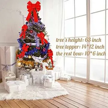 Red Bows Christmas Decorations Big Wired Velvet Bow with Gold Border for Wreaths Outdoor, Tree Topper, Outside (12 * 14 inch)