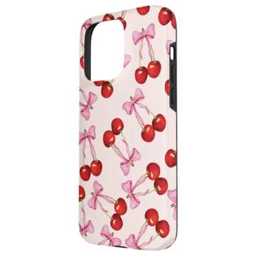 iPhone 15 Pro Max Cherry Pink Bow Coquette Cute Soft Girl Aesthetic Case