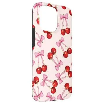 iPhone 15 Pro Max Cherry Pink Bow Coquette Cute Soft Girl Aesthetic Case