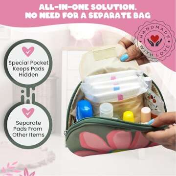 The Bloom First Period Kit for Girls 9-12, Cute Sanitary Napkin Storage Bag Gifts for Girls, Portable Waterproof Period Bag for Teens School, Emergency Sanitary Pad Pouch for School 16 PC, (Green)