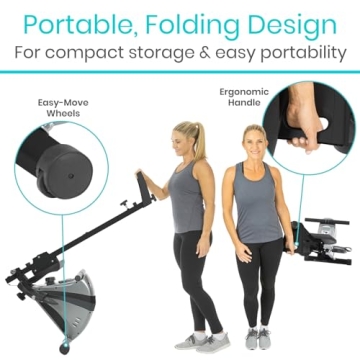Vive Rowing Machine - Magnetic Row Equipment - Foldable Exercise Workout Rower for Women and Men - at Home Seated Indoor Fitness Device - Portable with Digital Monitor and Adjustable Resistances