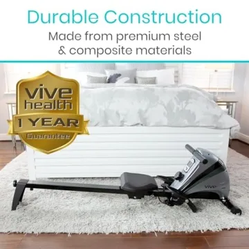 Vive Rowing Machine - Magnetic Row Equipment - Foldable Exercise Workout Rower for Women and Men - at Home Seated Indoor Fitness Device - Portable with Digital Monitor and Adjustable Resistances