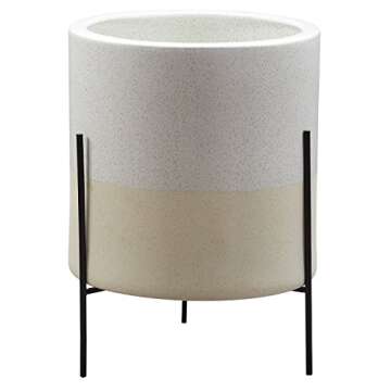 Amazon Brand – Rivet Mid-Century Ceramic Planter with Stand, 18.9"H, White