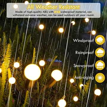 Solar Garden Lights, 4 Pack Upgraded 32 LED Solar Powered Firefly Lights, Solar Outdoor Decorative Lights, Flexible Swaying Waterproof Garden Lights for Yard Patio Pathway Fence, Warm White