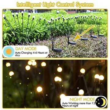 Solar Garden Lights, 4 Pack Upgraded 32 LED Solar Powered Firefly Lights, Solar Outdoor Decorative Lights, Flexible Swaying Waterproof Garden Lights for Yard Patio Pathway Fence, Warm White