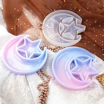 Rolin Roly Resin Tray Moulds Star Moon Jewelry Tray Resin Serving Tray Mould Storage Box Moulds Large Resin Epoxy Silicone Casting Moulds DIY Resin (1pcs Star Moon Resin Mold)