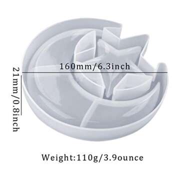 Rolin Roly Resin Tray Moulds Star Moon Jewelry Tray Resin Serving Tray Mould Storage Box Moulds Large Resin Epoxy Silicone Casting Moulds DIY Resin (1pcs Star Moon Resin Mold)