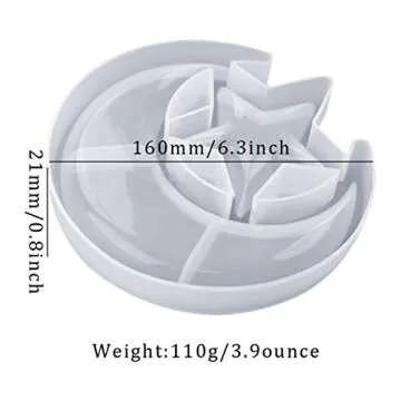 Rolin Roly Resin Tray Moulds Star Moon Jewelry Tray Resin Serving Tray Mould Storage Box Moulds Large Resin Epoxy Silicone Casting Moulds DIY Resin (1pcs Star Moon Resin Mold)