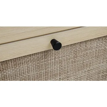 ZeHuoGe Natural Rattan Cabinet with 3 Flip Drawers, Free Standing Modern 3-Tier Shoe Storage Rack for Heels, Slippers, Entrance Hallway Entryway （3 Drawers）