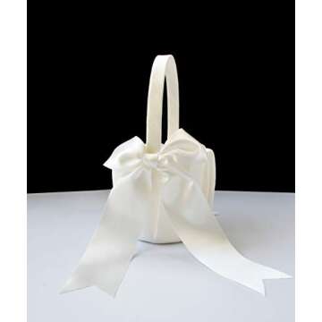 ATAILOVE 2 PCS Flower Girl Baskets Set- Cute Cherish Wedding Flower Baskets (Ivory)