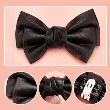 PH PandaHall 2pcs Bow Shoe Clips Leather Bow Large Shoe Clips Detachable Shoes Buckle Bowknot Shoe Decorations for Women Wedding Party Heels Flats Pumps, Shoe Accessories, Black, 4.57x2.95inch