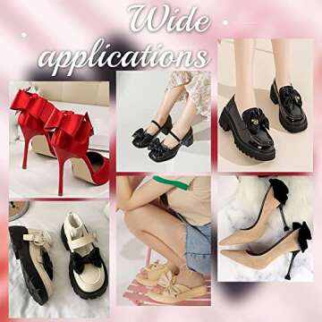 PH PandaHall 2pcs Bow Shoe Clips Leather Bow Large Shoe Clips Detachable Shoes Buckle Bowknot Shoe Decorations for Women Wedding Party Heels Flats Pumps, Shoe Accessories, Black, 4.57x2.95inch